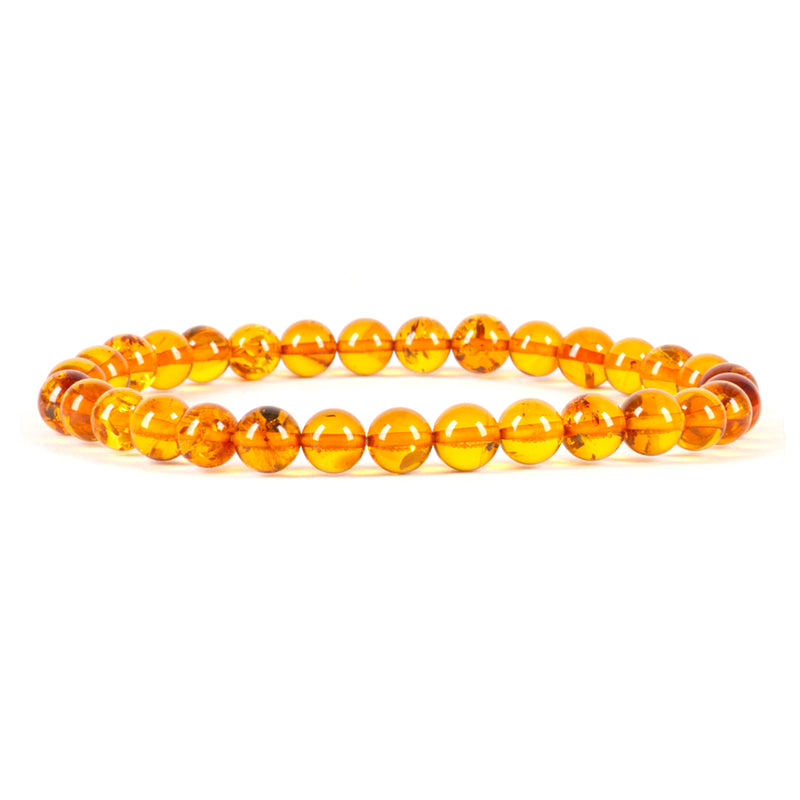 Cherry Tree Collection | Stretch Bracelet | 6mm Beads (Amber-Dark)