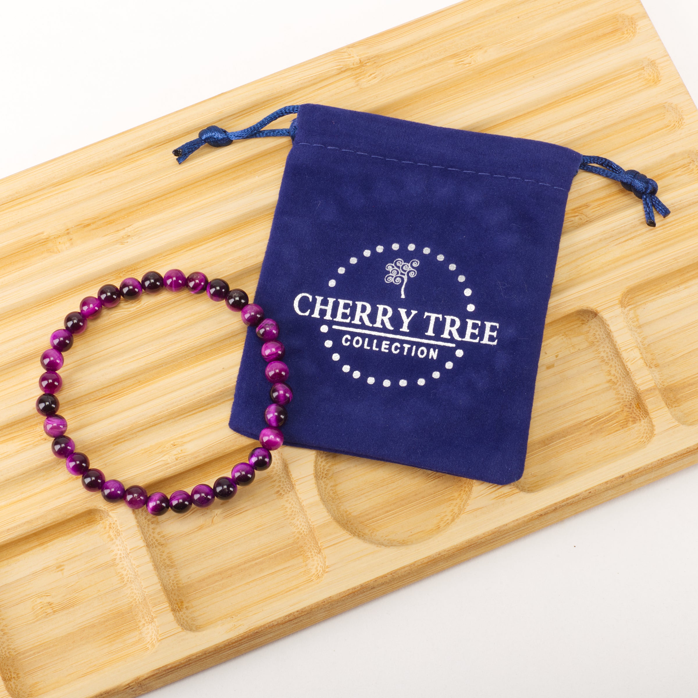 Cherry Tree Collection | Stretch Bracelet | 6mm Beads (Purple Tiger's Eye)