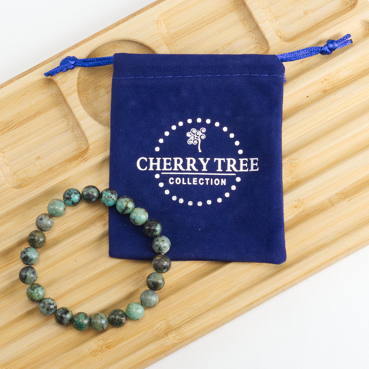Cherry Tree Collection | Stretch Bracelet | 8mm Beads (African Turquoise)