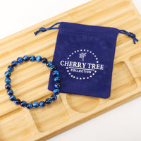 Cherry Tree Collection | Stretch Bracelet | 8mm Beads (Jade Blue Tiger's Eye)