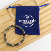 Cherry Tree Collection | Stretch Bracelet | 8mm Beads (Moss Agate)
