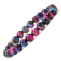 Cherry Tree Collection | Stretch Bracelet | 8mm Beads (Pink and Blue Tiger's Eye)