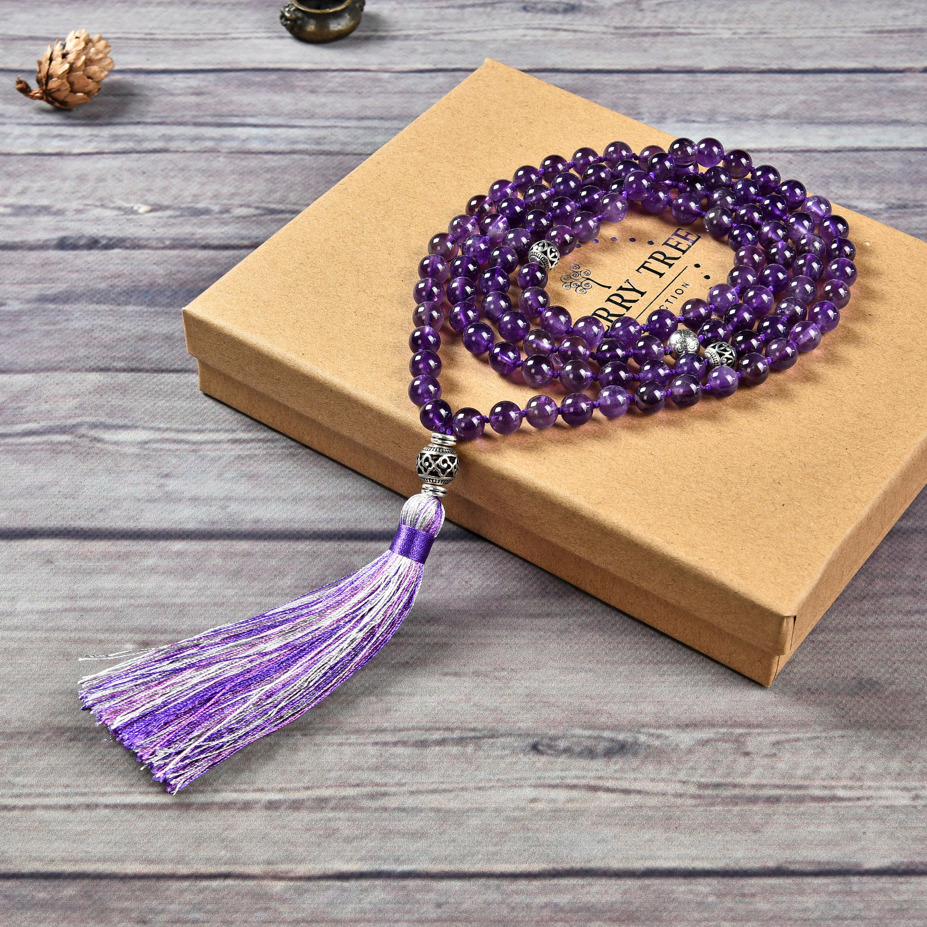 108 hand knotted sold mala beads Amethyst