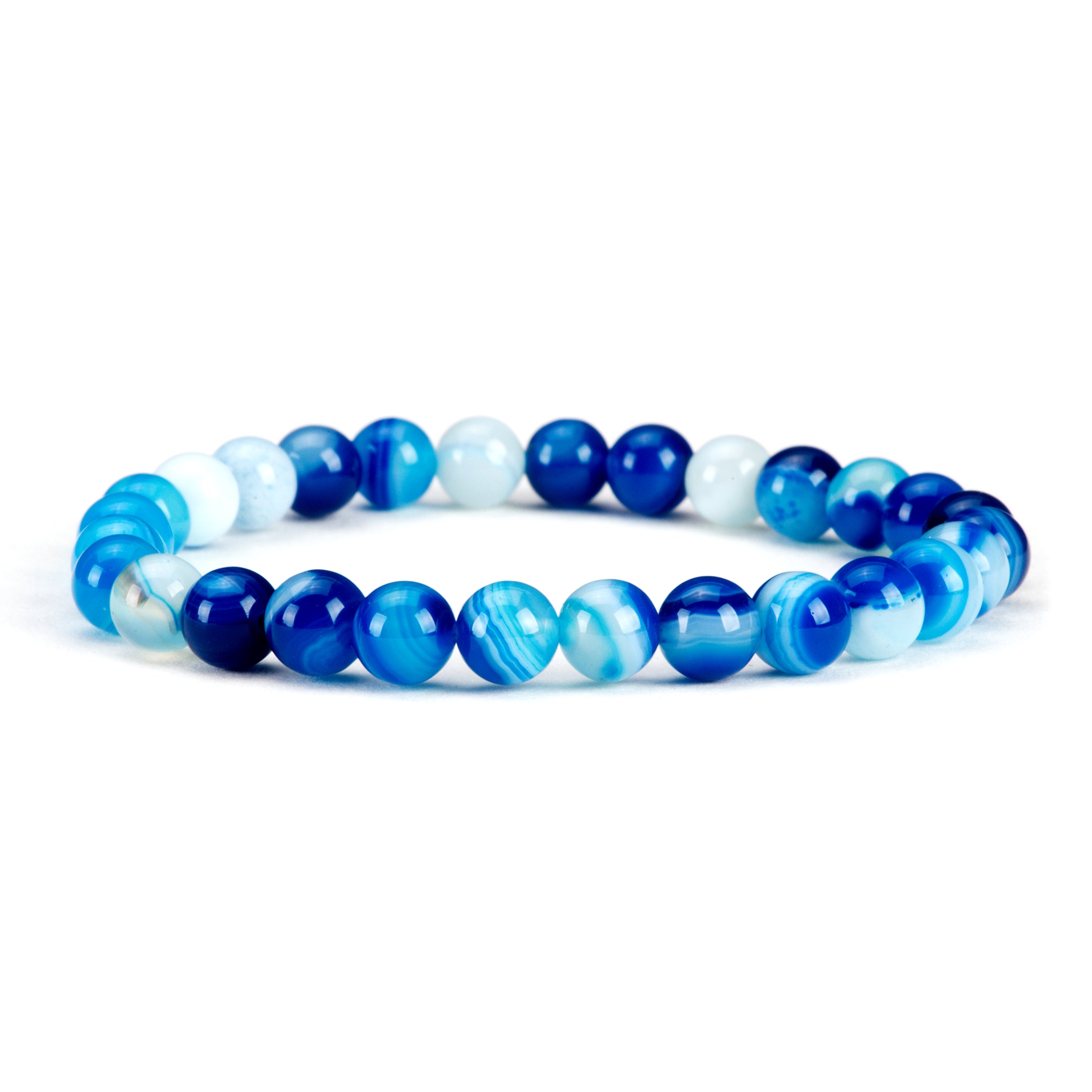 Stretch Bracelet  6mm Beads (Lace Agate - Blue) – Cherry Tree